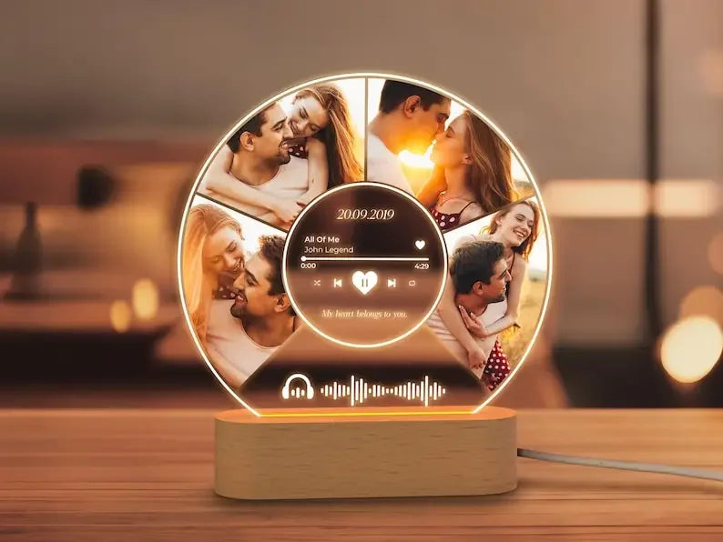 Plaque Photo Personnalisée Spotify avec Veilleuse 7 Couleurs