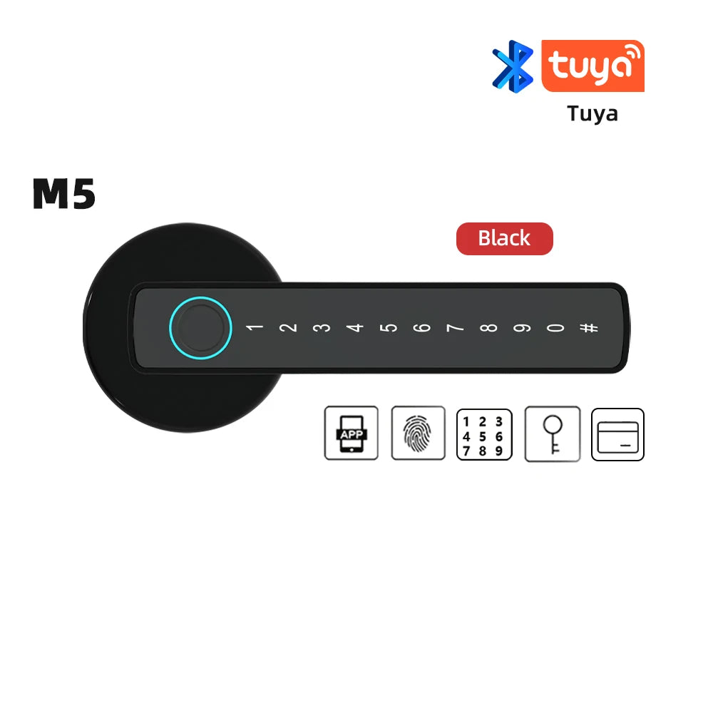 Serrure Électronique Intelligente 6 options d'ouverture – Empreinte, Mot de Passe, Carte, Clé, App Bluetooth & Code Temporaire