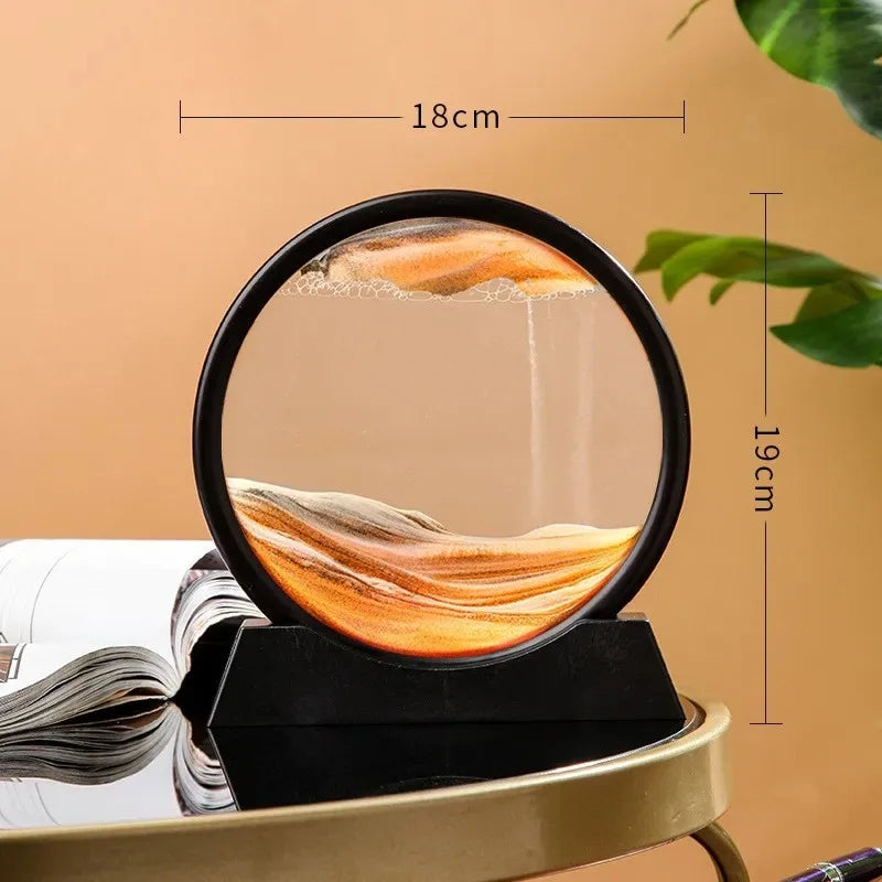 Sablier 3D Sable mouvant en verre rond