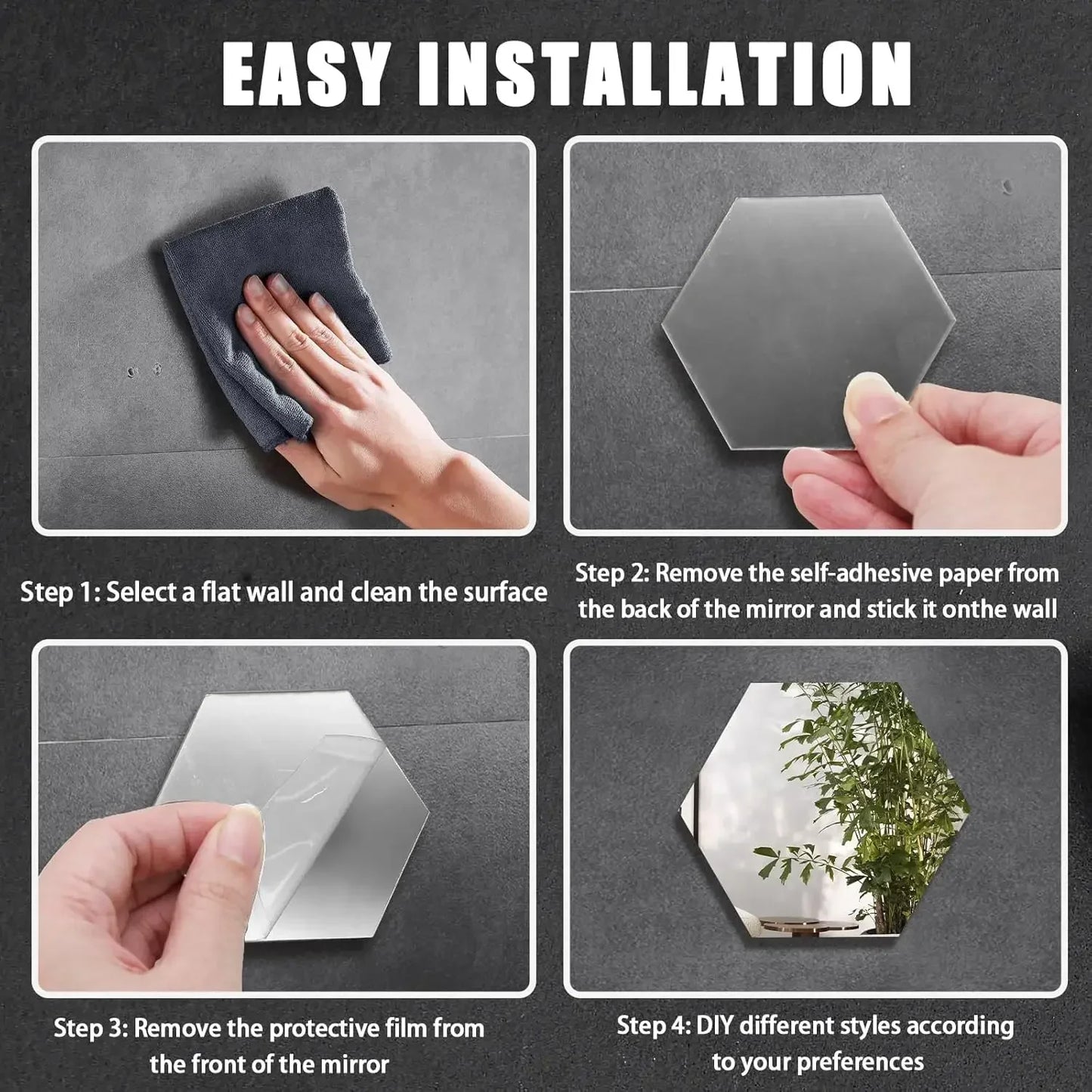 Miroir Hexagonal Autocollants