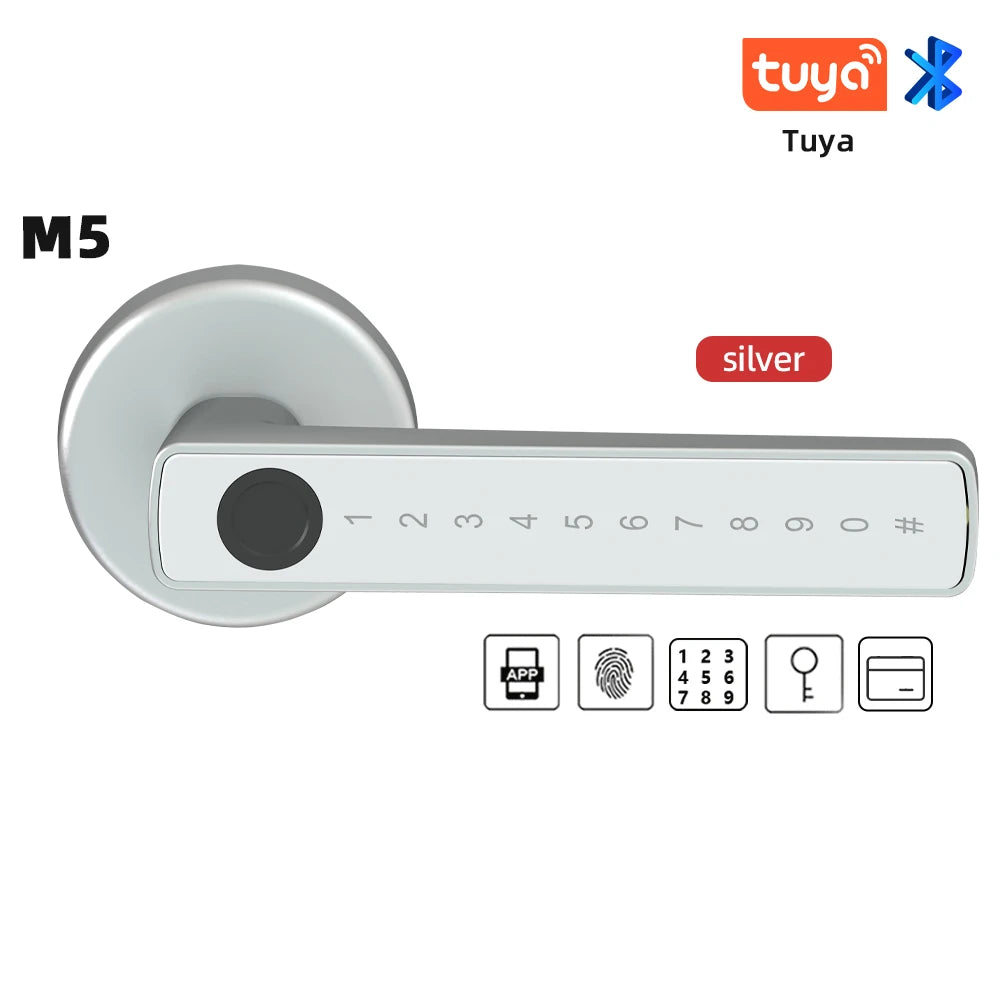Serrure Électronique Intelligente 6 options d'ouverture – Empreinte, Mot de Passe, Carte, Clé, App Bluetooth & Code Temporaire