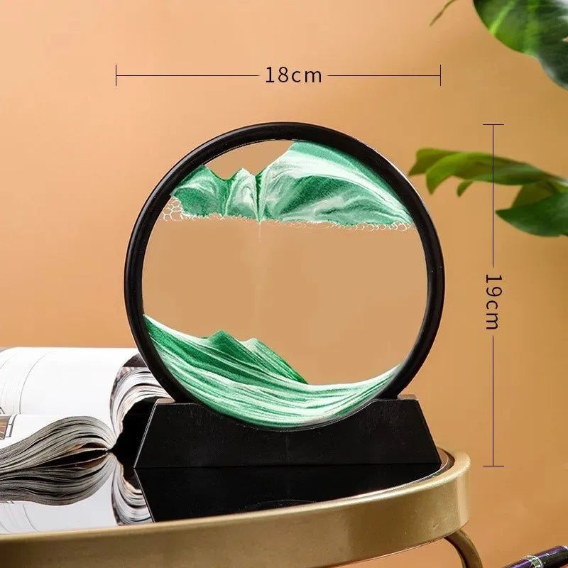 Sablier 3D Sable mouvant en verre rond