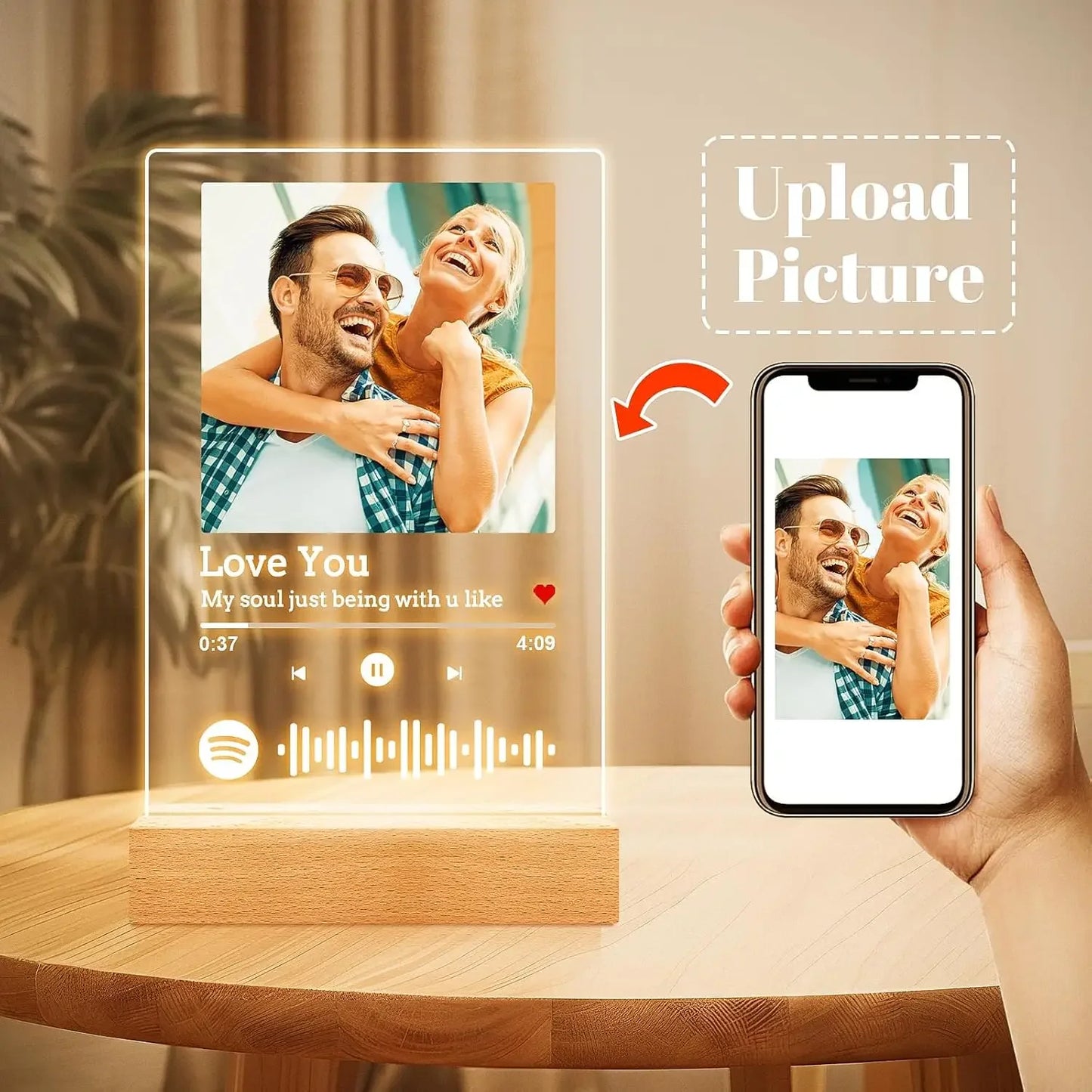 Plaque Photo Personnalisée Spotify avec Veilleuse 7 Couleurs