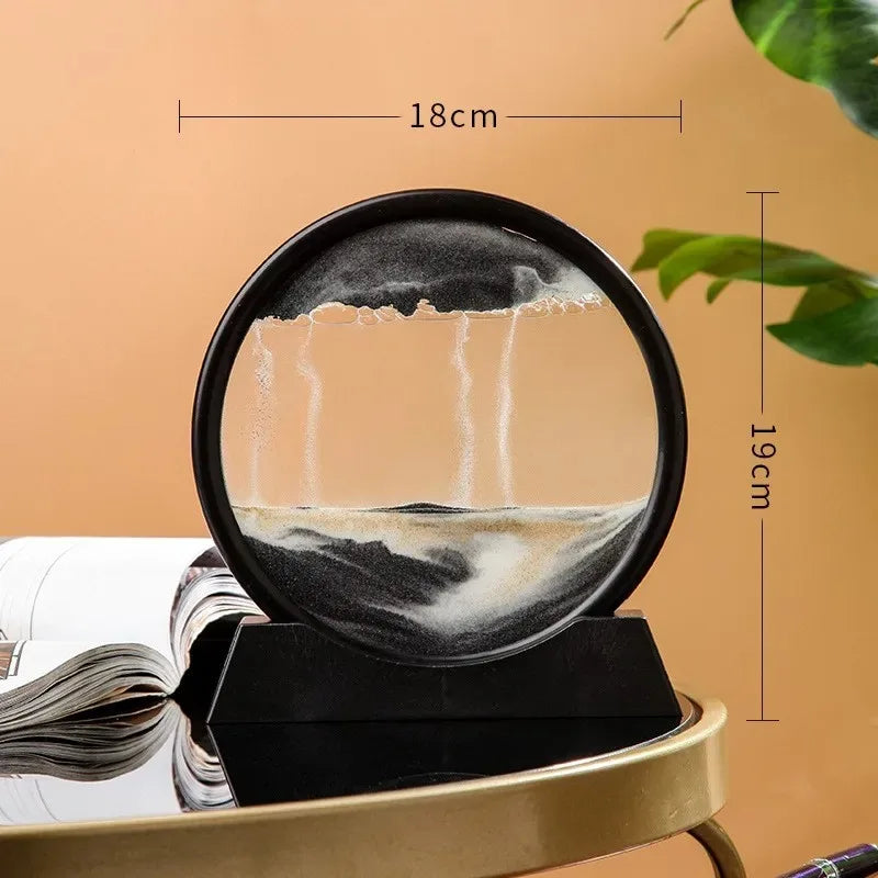 Sablier 3D Sable mouvant en verre rond