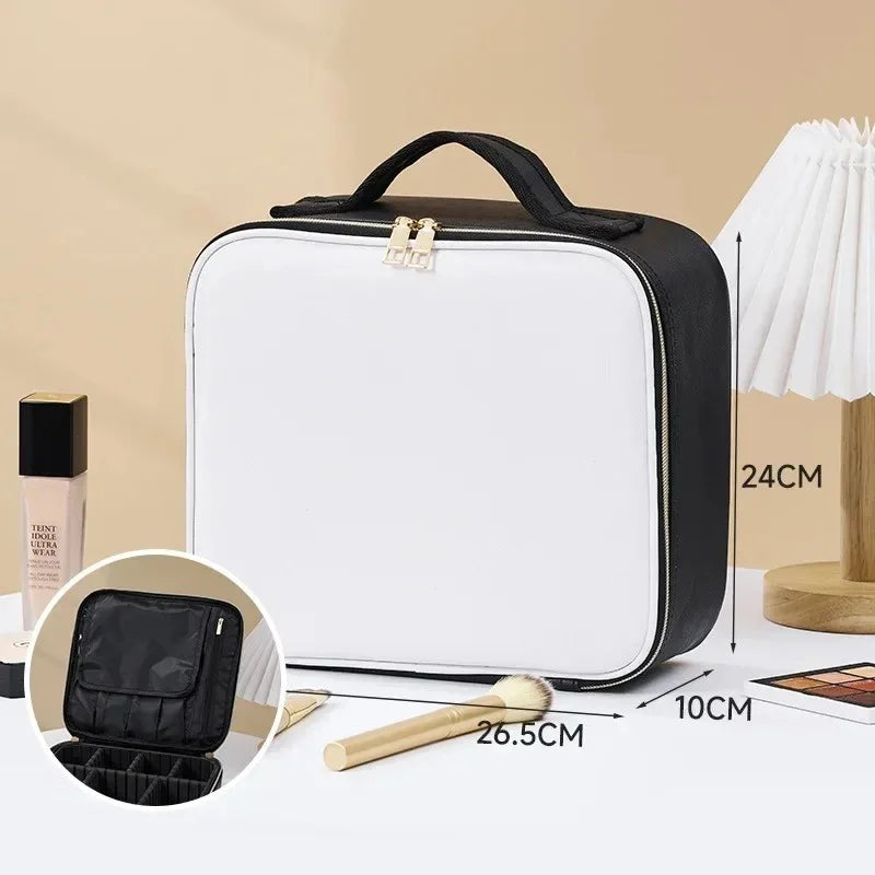 Trousse de Maquillage Imperméable avec Miroir LED – Grande Capacité