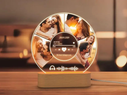 Plaque Photo Personnalisée Spotify avec Veilleuse 7 Couleurs