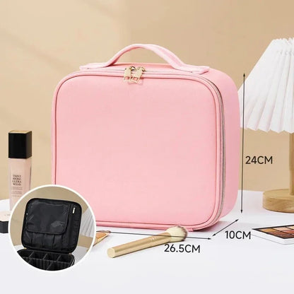 Trousse de Maquillage Imperméable avec Miroir LED – Grande Capacité