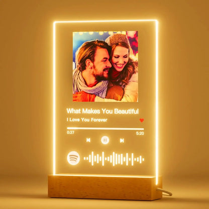 Plaque Photo Personnalisée Spotify avec Veilleuse 7 Couleurs