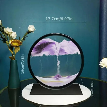 Sablier 3D Sable mouvant en verre rond