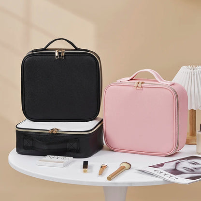 Trousse de Maquillage Imperméable avec Miroir LED – Grande Capacité